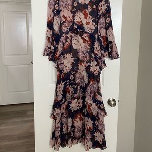 BCBGMaxAzria Floral Gown Burgundy Navy 2